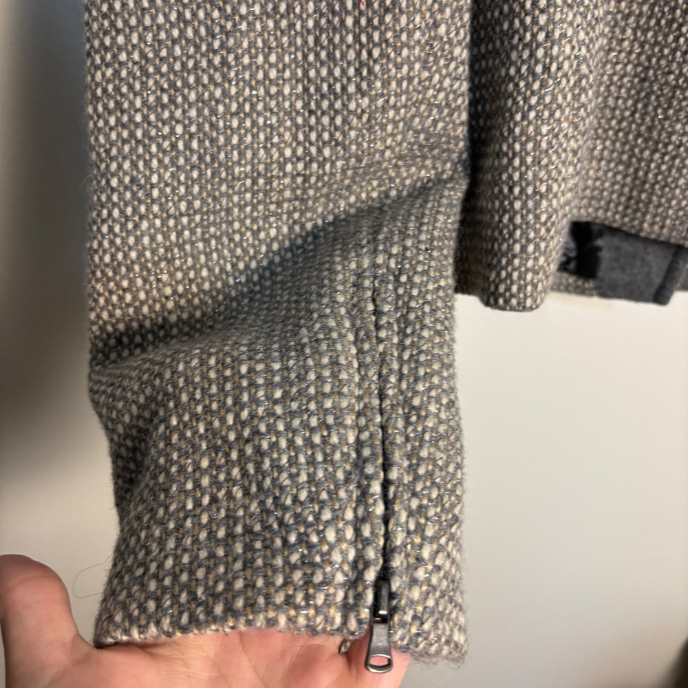 Talbots Wool Blend Moto Jacket 18 Gray Tweed Asymmetrical Zip Quiet Luxury - Picture 11 of 11